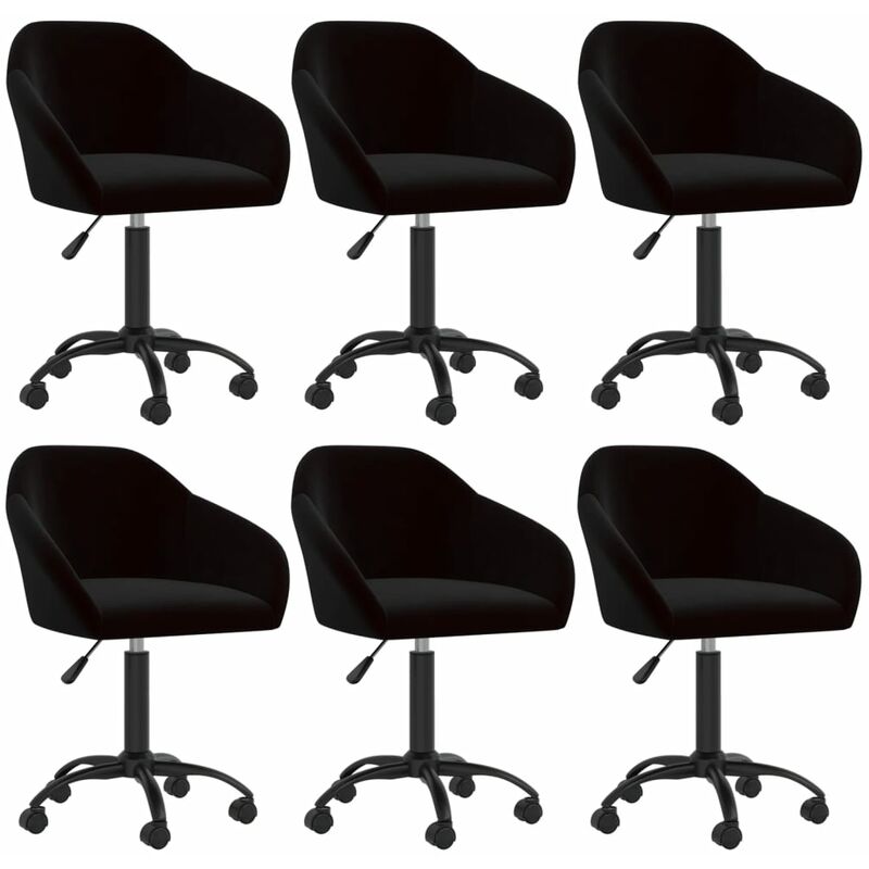 

vidaXL Sillas de comedor giratorias 6 unidades terciopelo negro - Negro