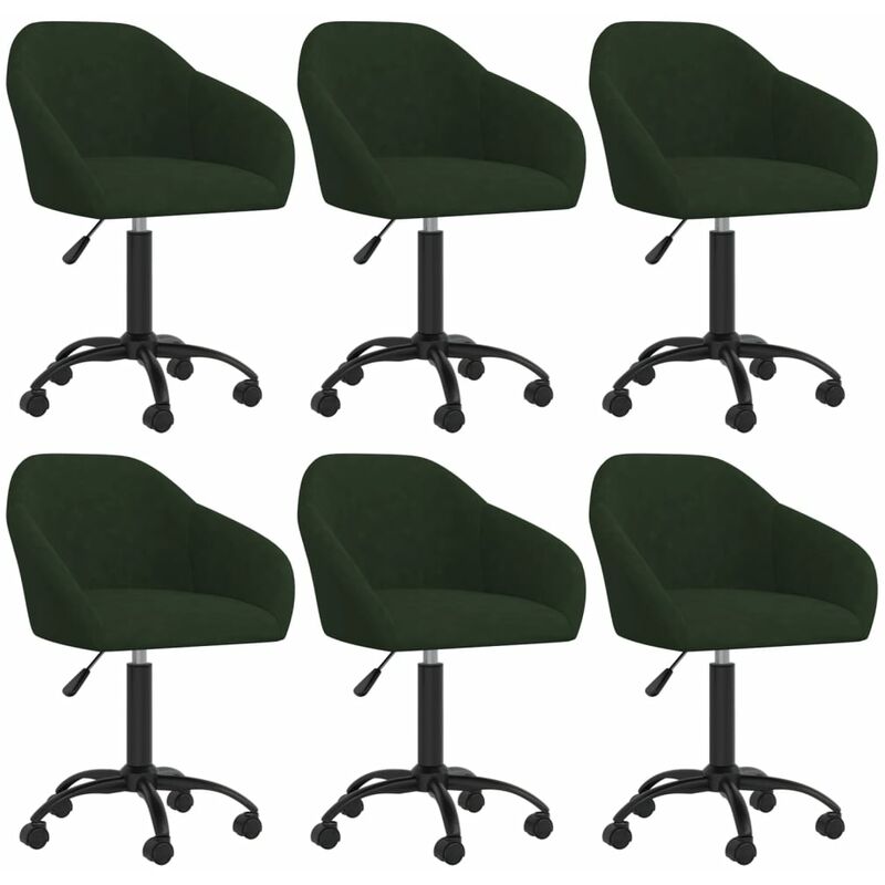 

vidaXL Sillas de comedor giratorias 6 unidades terciopelo verde oscuro - Verde