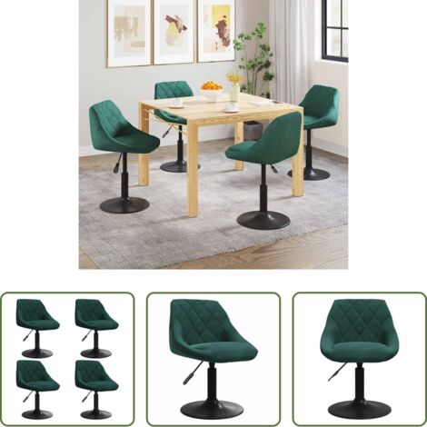 vidaXL Sillas de comedor giratorias -  Sillas de comedor giratorias 4 uds terciopelo verde oscuro