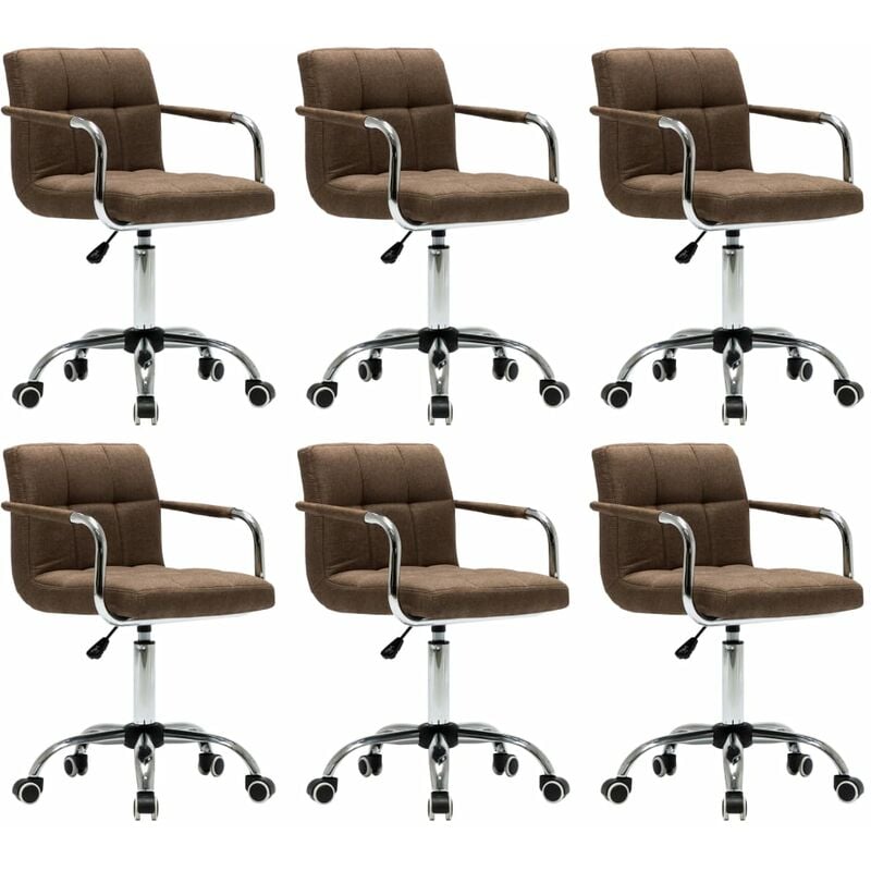 

vidaXL Sillas de Comedor Giratorias Tela 6 Unidades Marrón - Marrón