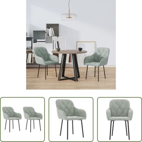 vidaXL Sillas de comedor gris claro -  Sillas de comedor 2 unidades terciopelo gris claro