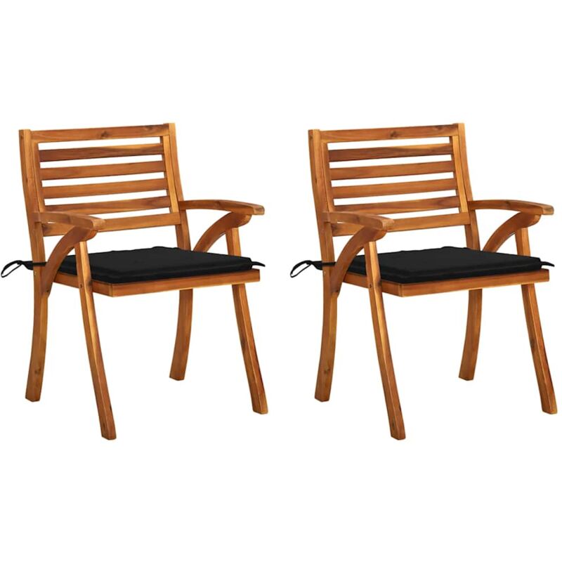 

vidaXL Sillas de comedor jardín con cojines 2 uds madera maciza acacia - Marrón