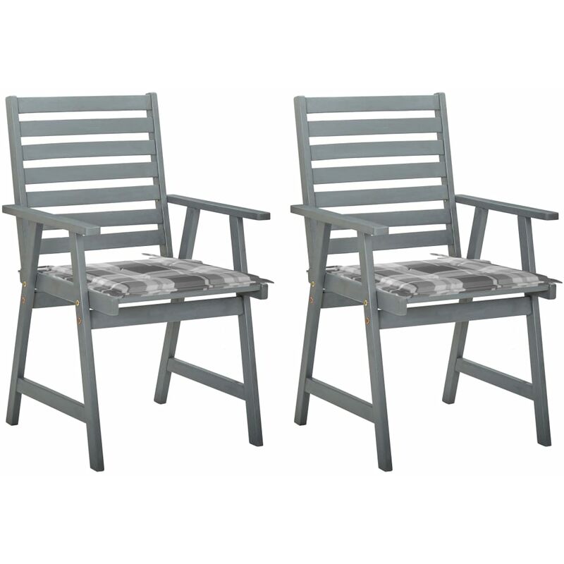 

vidaXL Sillas de comedor jardín 2 uds madera maciza acacia con cojines - Gris
