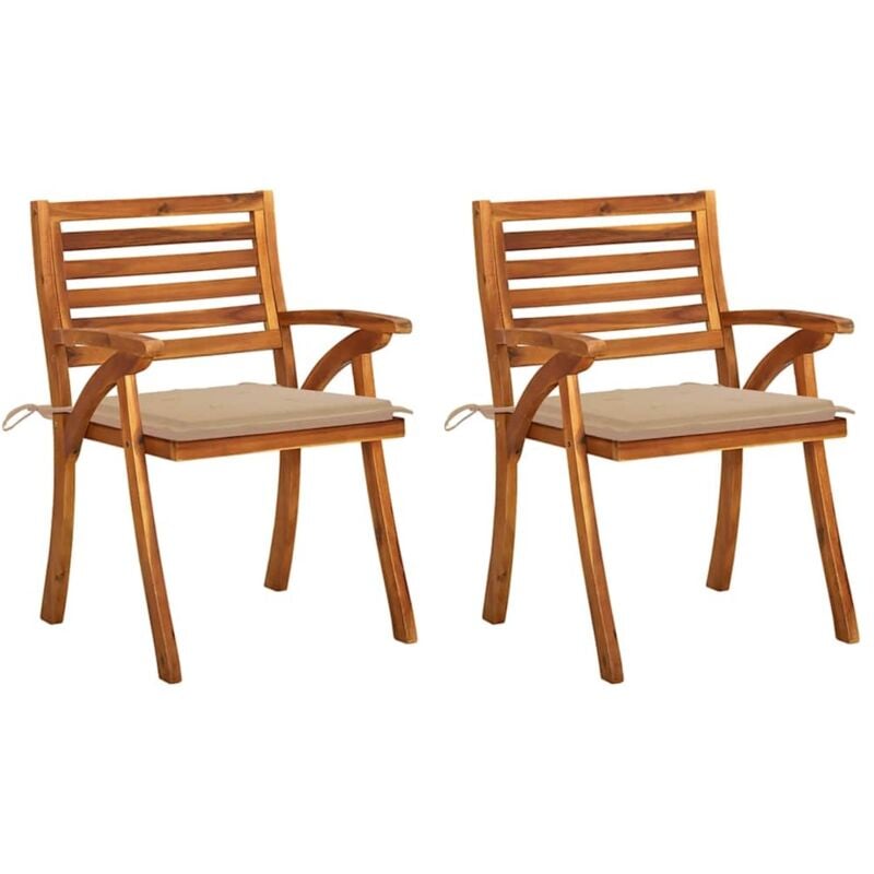

vidaXL Sillas de comedor jardín con cojines 2 uds madera maciza acacia - Marrón