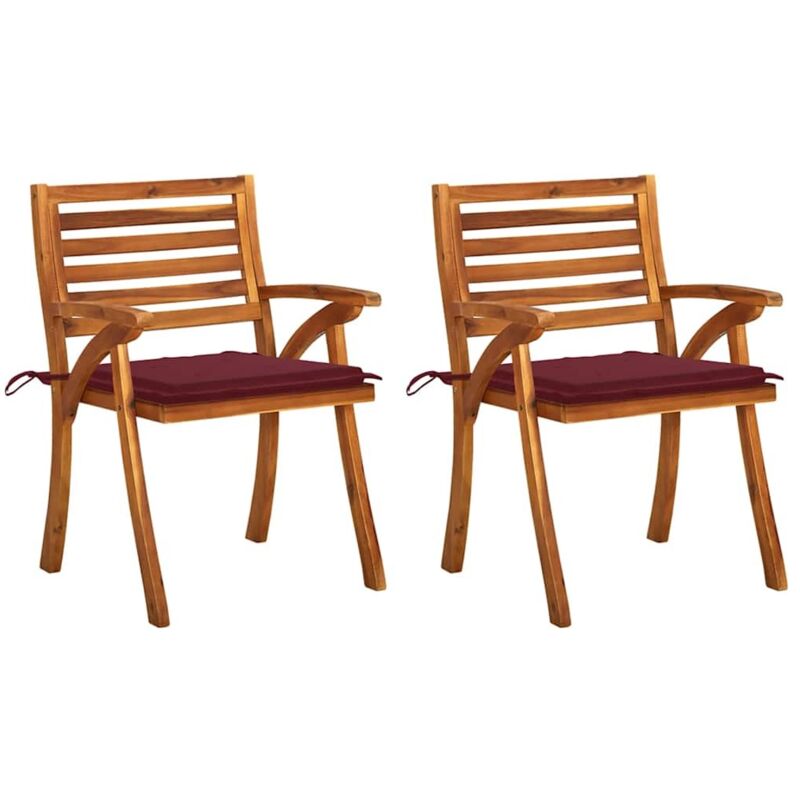 

vidaXL Sillas de comedor jardín con cojines 2 uds madera maciza acacia - Marrón