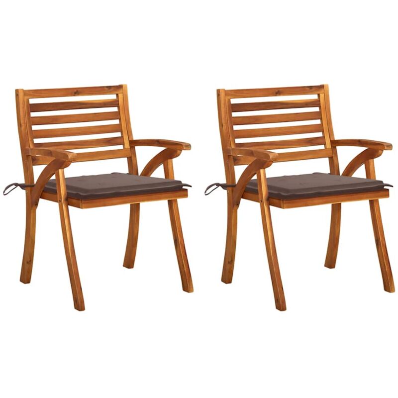 

vidaXL Sillas de comedor jardín con cojines 2 uds madera maciza acacia - Marrón
