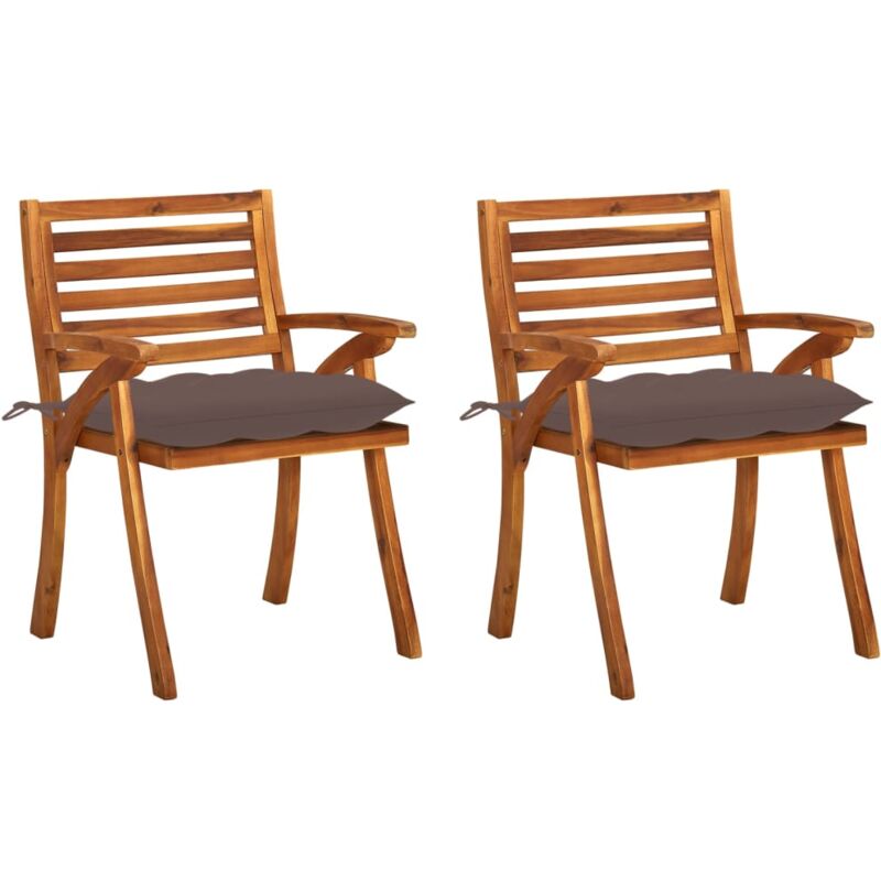 

vidaXL Sillas de comedor jardín con cojines 2 uds madera maciza acacia - Marrón