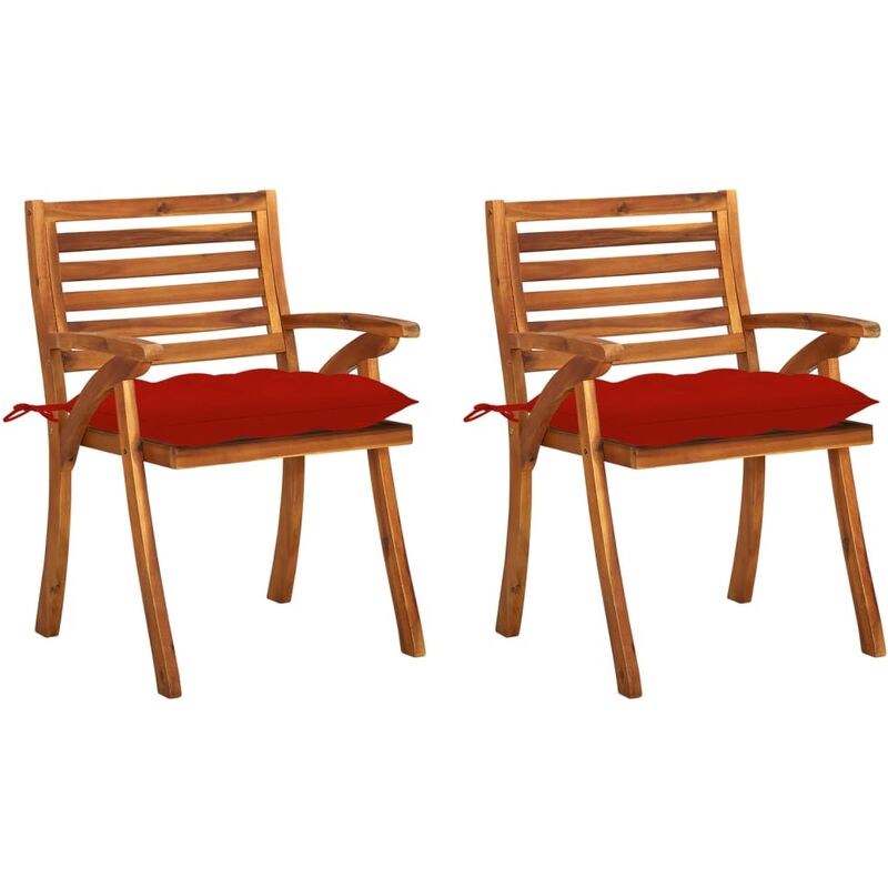 

vidaXL Sillas de comedor jardín con cojines 2 uds madera maciza acacia - Marrón