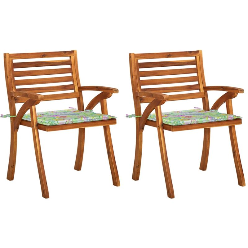 

vidaXL Sillas de comedor jardín con cojines 2 uds madera maciza acacia - Marrón