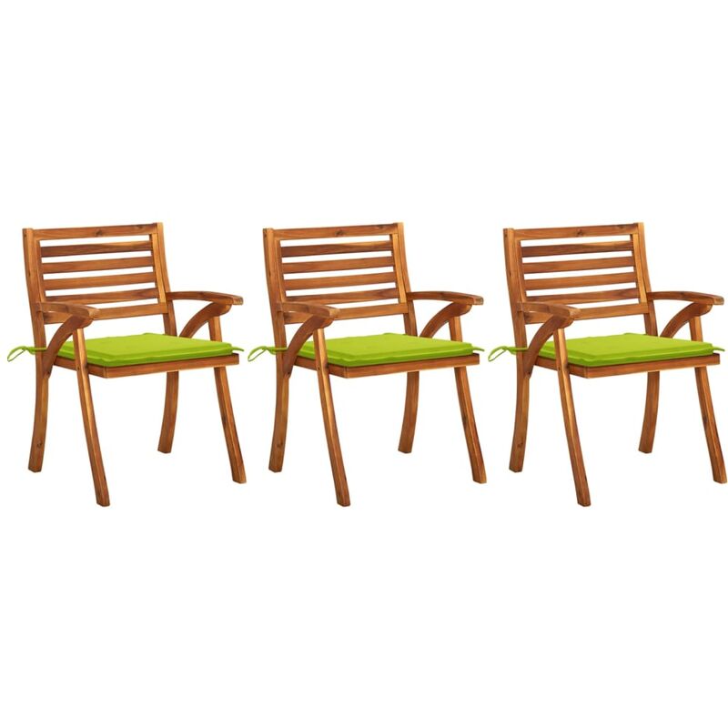 

vidaXL Sillas de comedor jardín con cojines 3 uds madera maciza acacia - Marrón