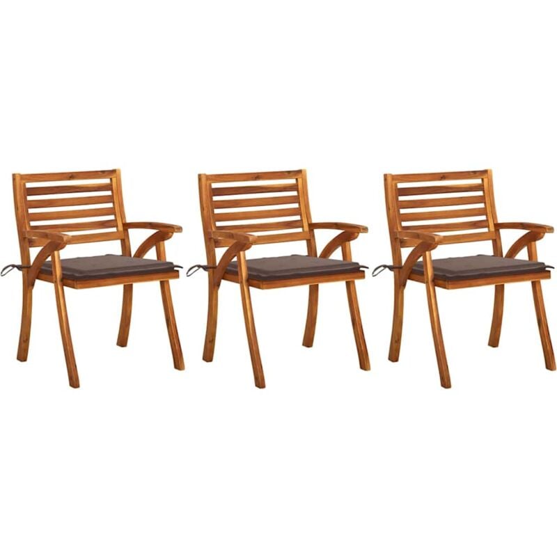 

vidaXL Sillas de comedor jardín y cojines 3 uds madera maciza acacia - Marrón