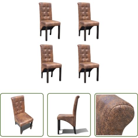 vidaXL Sillas de comedor marrón - Sillas de comedor 4 unidades cuero sintético marrón