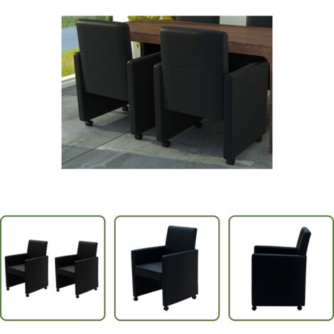 vidaXL Sillas de comedor modernas -  Sillas de comedor 2 unidades cuero sintético negro