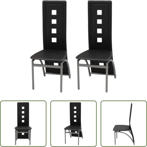vidaXL Sillas de comedor modernas -  Sillas de comedor 2 unidades cuero sintético negro