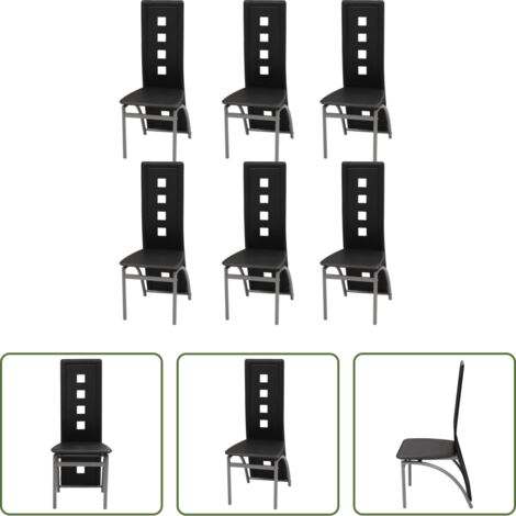 vidaXL Sillas de comedor modernas -  Sillas de comedor 6 unidades cuero sintético negro