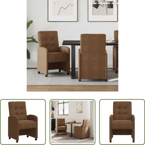 vidaXL Sillas de comedor modernas -  Sillas de Comedor con Ruedas 2 pcs Marrón 58 x 67 x 97 cm