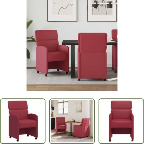 vidaXL Sillas de comedor modernas -  Sillas de Comedor con Ruedas con ruedas 2 pcs Rojo vino tinto