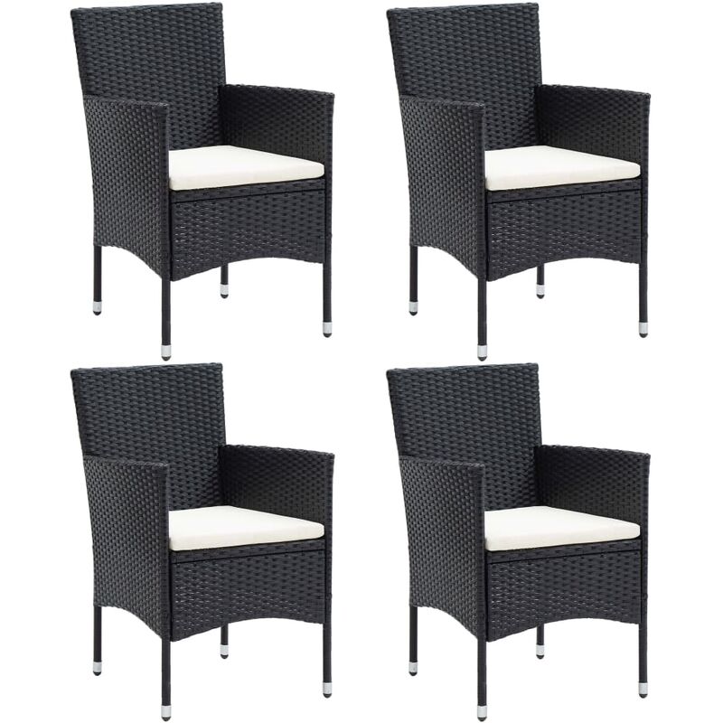 

vidaXL Sillas de comedor para jardín 4 unidades ratán sintético negro - Negro