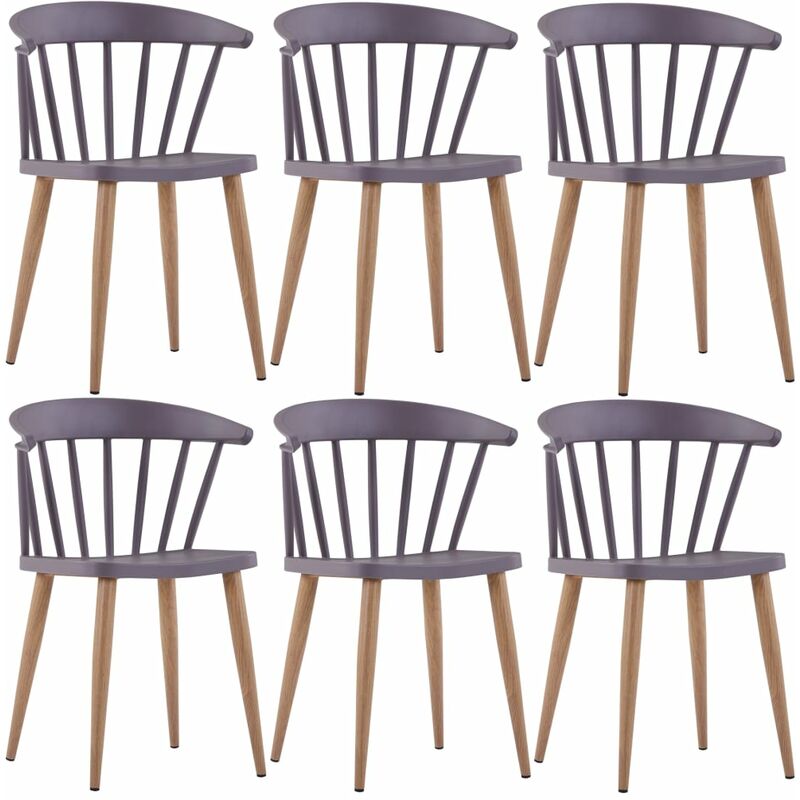 

vidaXL Sillas de Comedor Plástico y Acero 6 Unidades Gris - Gris