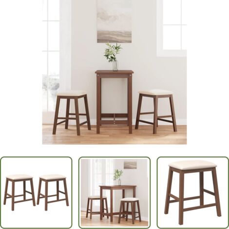 vidaXL Sillas de comedor -  Sillas de bar con cojines 2 uds madera maciza marrón caucho