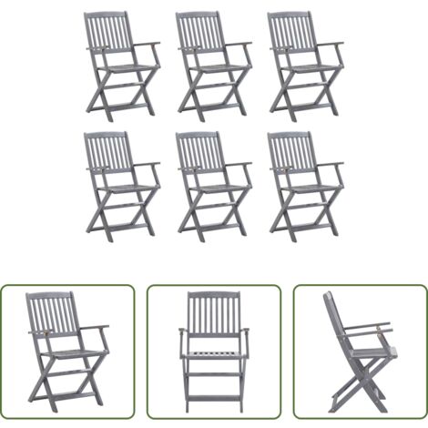 vidaXL Sillas de comedor -  Sillas plegables de jardín 6 unidades madera maciza de acacia