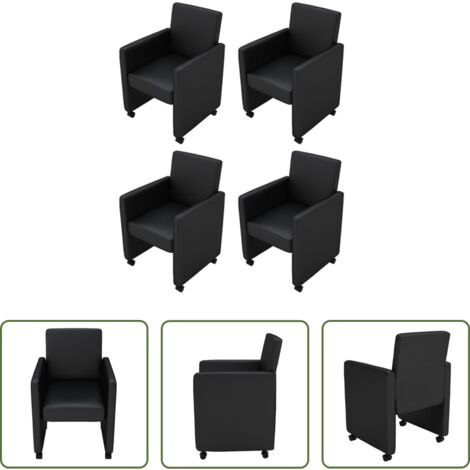 vidaXL Sillas de comedor sintéticas -  Sillas de comedor 4 unidades cuero sintético negro