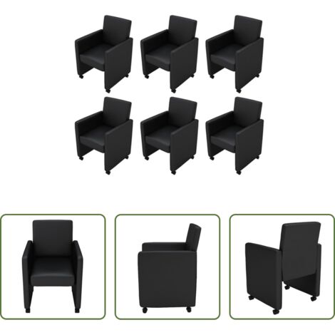 vidaXL Sillas de comedor sintéticas -  Sillas de comedor 6 unidades cuero sintético negro