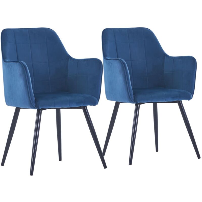 

vidaXL Sillas de Comedor Terciopelo 2 Unidades Azul - Azul
