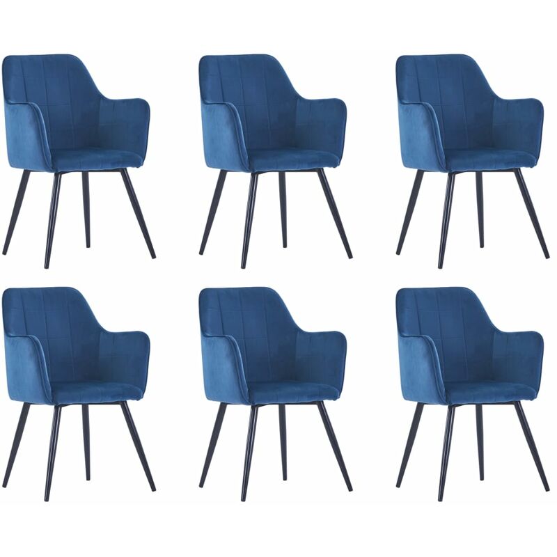 

Sillas de Comedor Terciopelo 6 Unidades Azul - Azul - Vidaxl