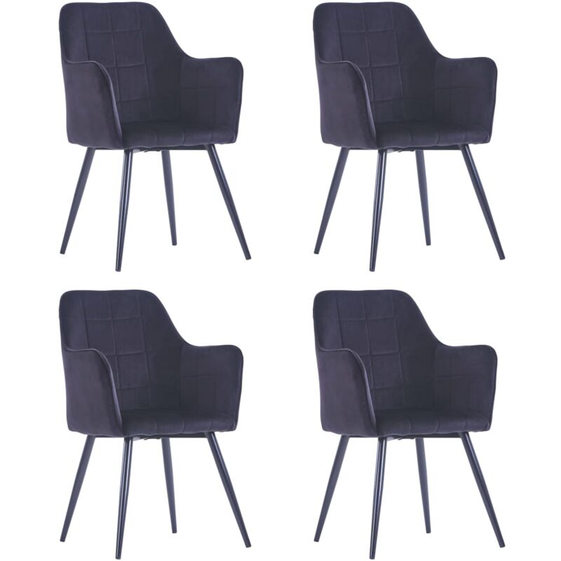 

vidaXL Sillas de Comedor Terciopelo 4 Unidades Negro - Negro