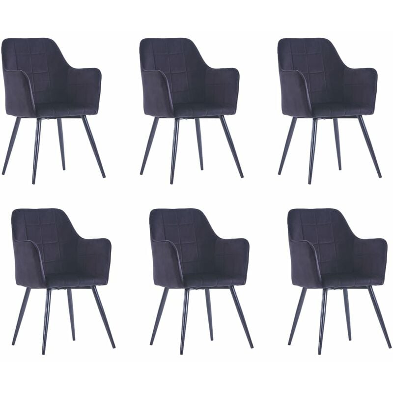 

vidaXL Sillas de Comedor Terciopelo 6 Unidades Negro - Negro