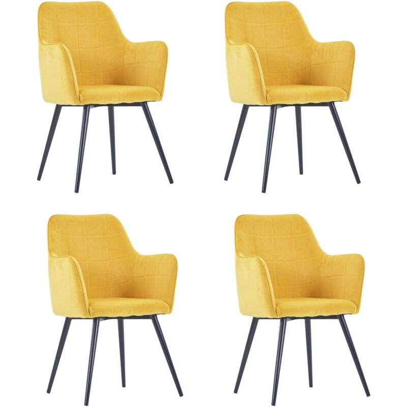 

vidaXL Sillas de Comedor Terciopelo 4 Unidades Amarillo - Amarillo