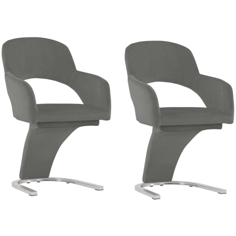 

vidaXL Sillas de Comedor Terciopelo 2 Unidades Gris - Gris