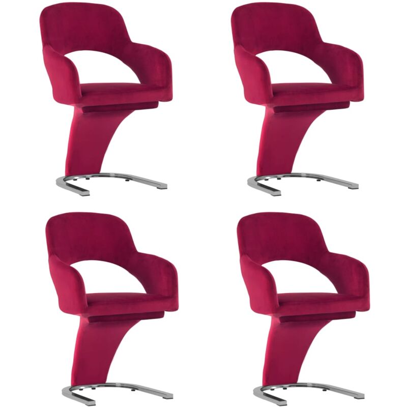 

vidaXL Sillas de Comedor Terciopelo 4 Unidades Vino Tinto - Rojo