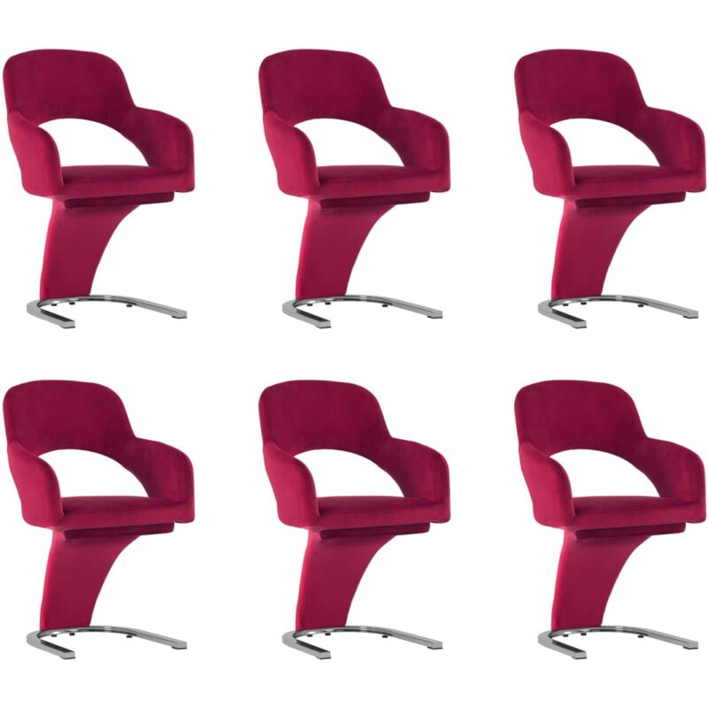 

vidaXL Sillas de Comedor Terciopelo 6 Unidades Rojo Vino Tinto - Rojo