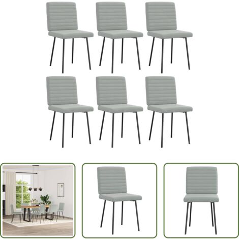 vidaXL Sillas de comedor terciopelo -  Sillas de comedor giratorias 6 uds terciopelo gris claro