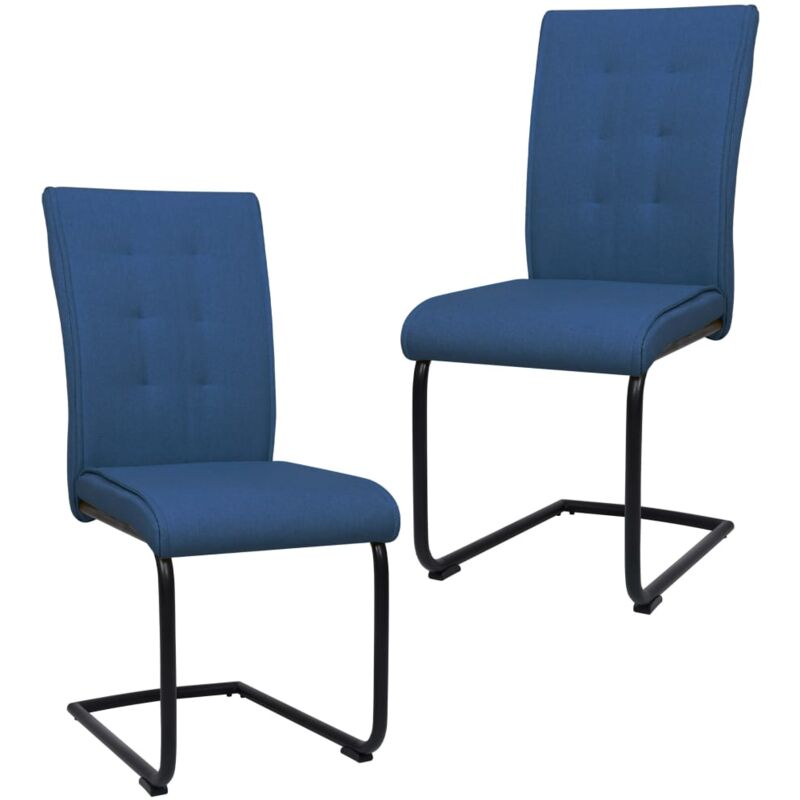 

vidaXL Sillas de comedor voladizas 2 unidades tela azul - Azul
