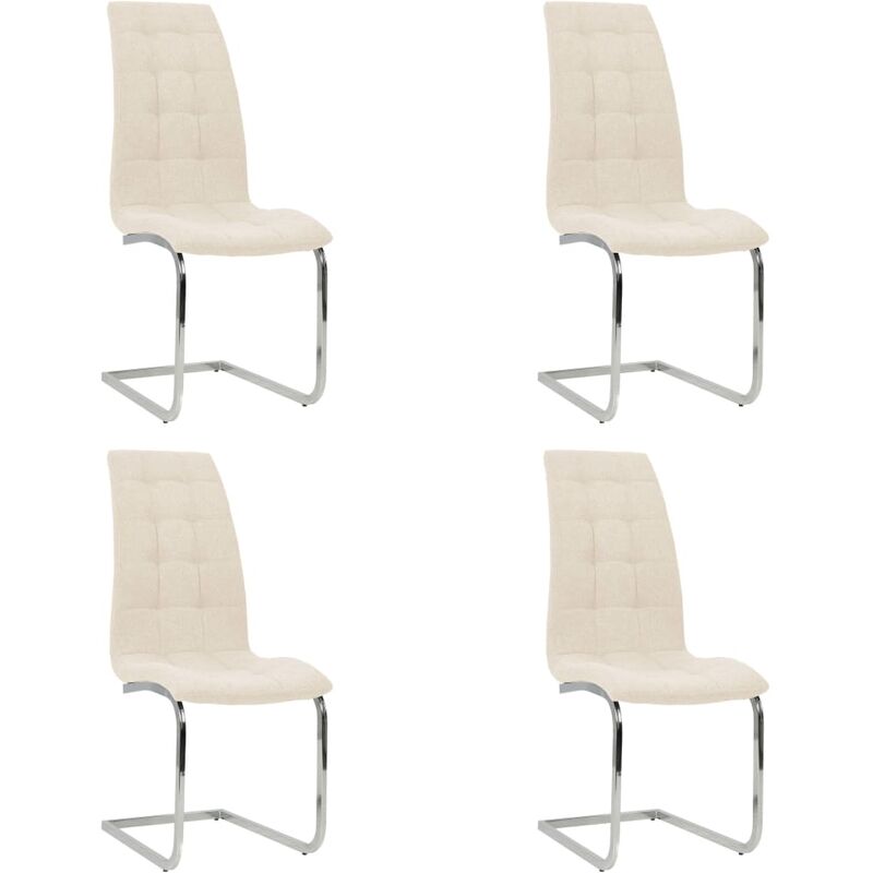 

vidaXL Sillas de comedor voladizas tela 4 unidades de tela color crema - Crema