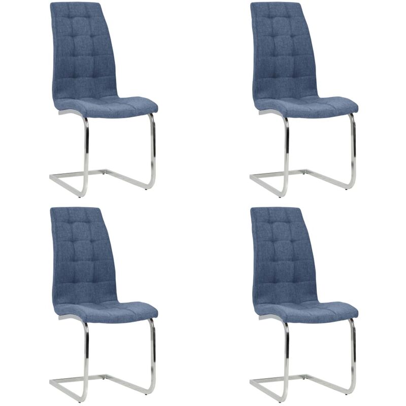 

vidaXL Sillas de comedor voladizas tela 4 unidades azul - Azul