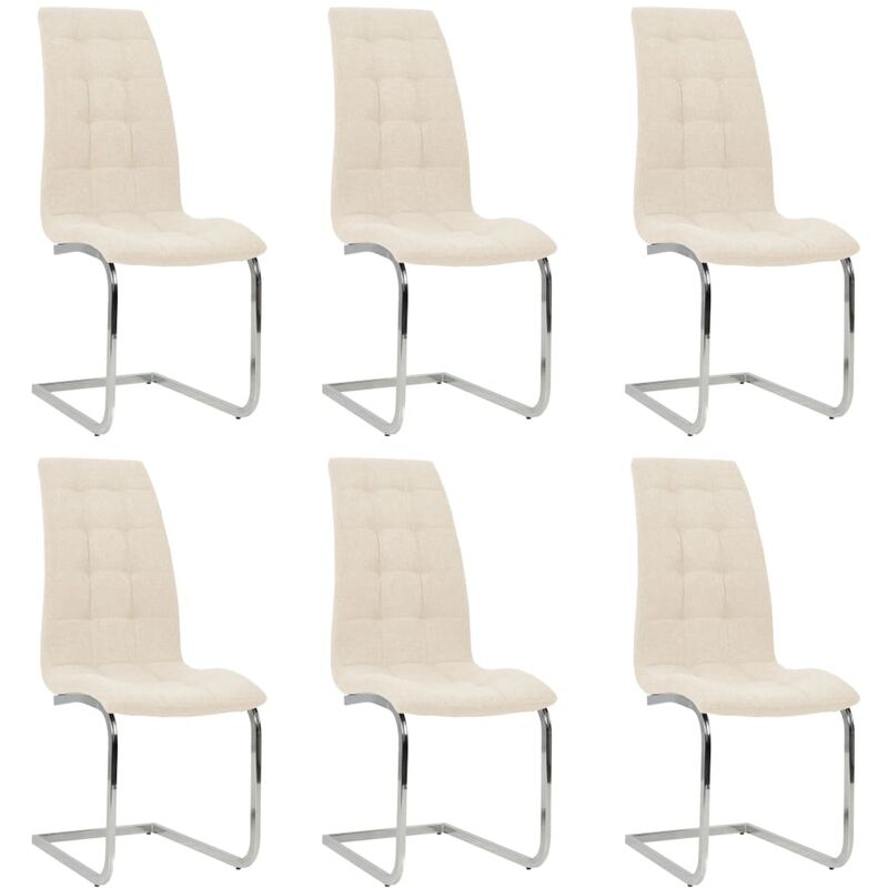 

vidaXL Sillas de comedor voladizas tela 6 unidades color crema - Crema