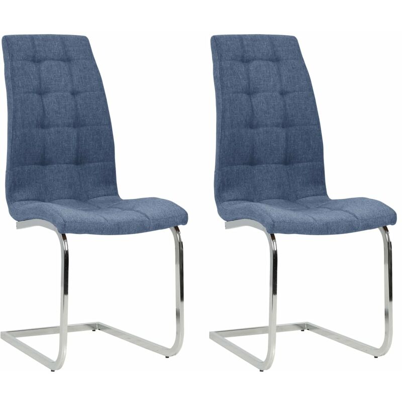 

vidaXL Sillas de comedor voladizas tela 2 unidades azul - Azul