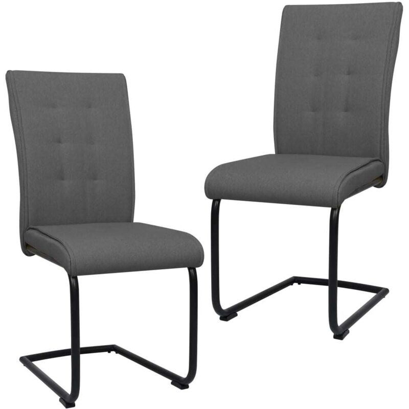 

vidaXL Sillas de comedor voladizas 2 unidades tela gris oscuro - Gris