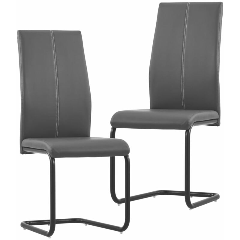 

vidaXL Sillas Voladizas de Comedor Cuero Sintético 2 Unidades Gris - Gris