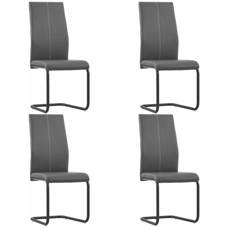 

vidaXL Sillas Voladizas de Comedor Cuero Sintético 4 Unidades Gris - Gris