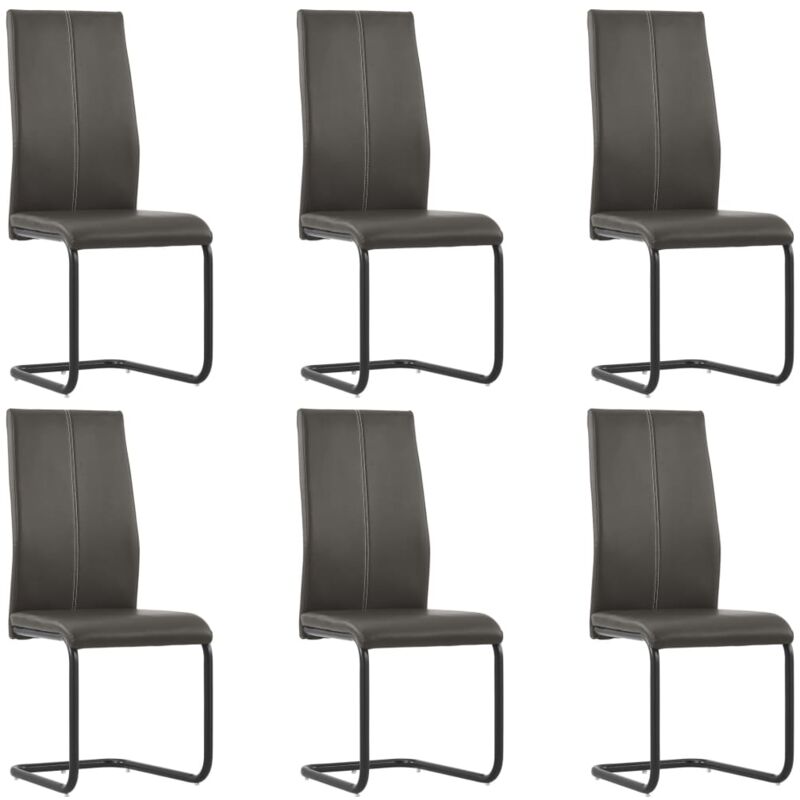 

vidaXL Sillas Voladizas de Comedor Cuero Sintético 6 Unidades Marrón - Marrón