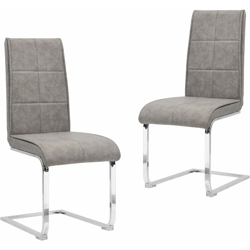 

vidaXL Sillas de Comedor Voladizas Cuero Sintético 2 Unidades Gris Claro - Gris