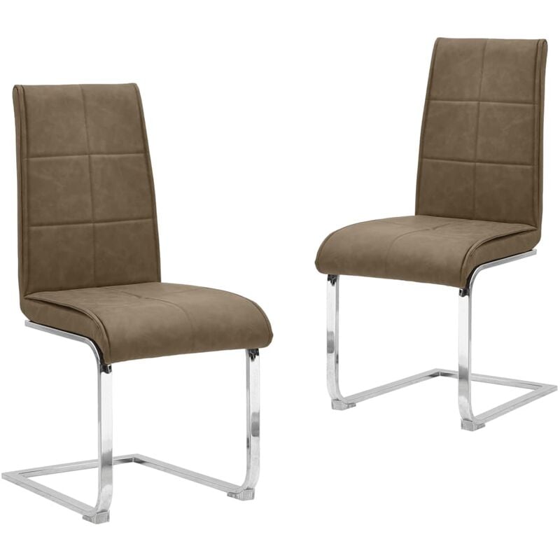 

vidaXL Sillas de Comedor Voladizas Cuero Sintético 2 Unidades Marrón - Marrón