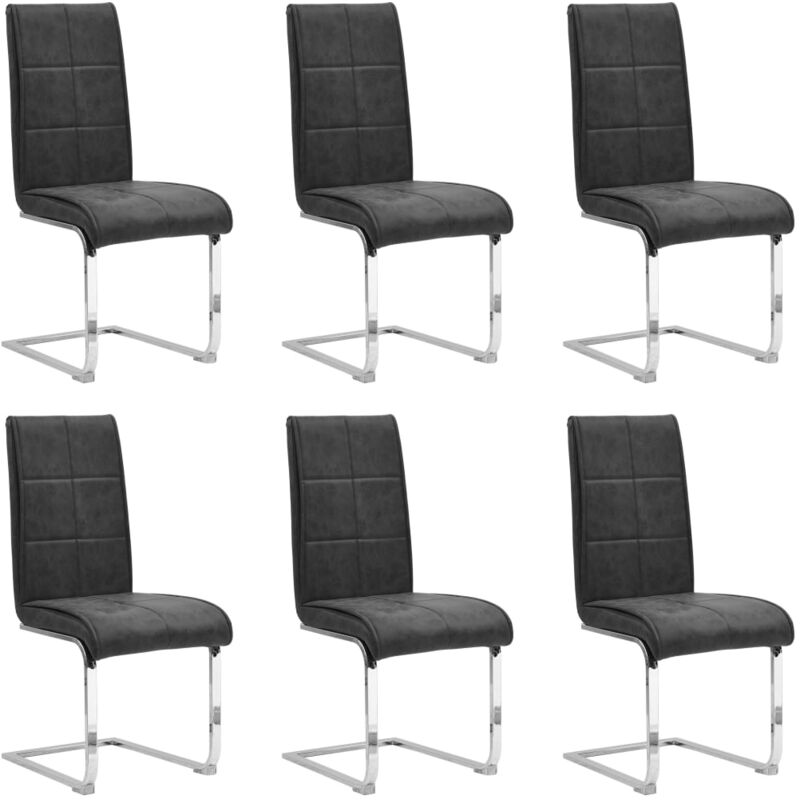 

Sillas de Comedor Voladizas Cuero Sintético 6 Unidades Negro - Negro - Vidaxl