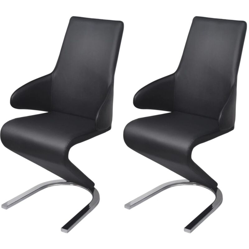 

vidaXL Sillas de Comedor 2 Unidades Cuero Sintético Negro - Negro
