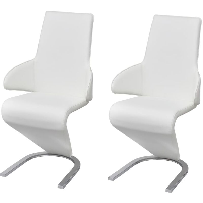 

vidaXL Sillas de Comedor 2 Unidades Cuero Sintético Blanco - Blanco